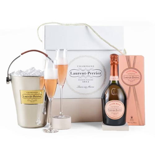 Laurent Perrier Cuvee Rose, Flutes And Ice Bucket Gift Set | Next Day Delivery